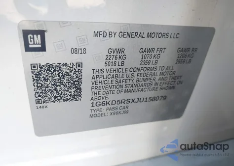 2018 Cadillac Ct6 Luxury z USA, uszkodzony, nr VIN 1G6KD5RSXJU158079